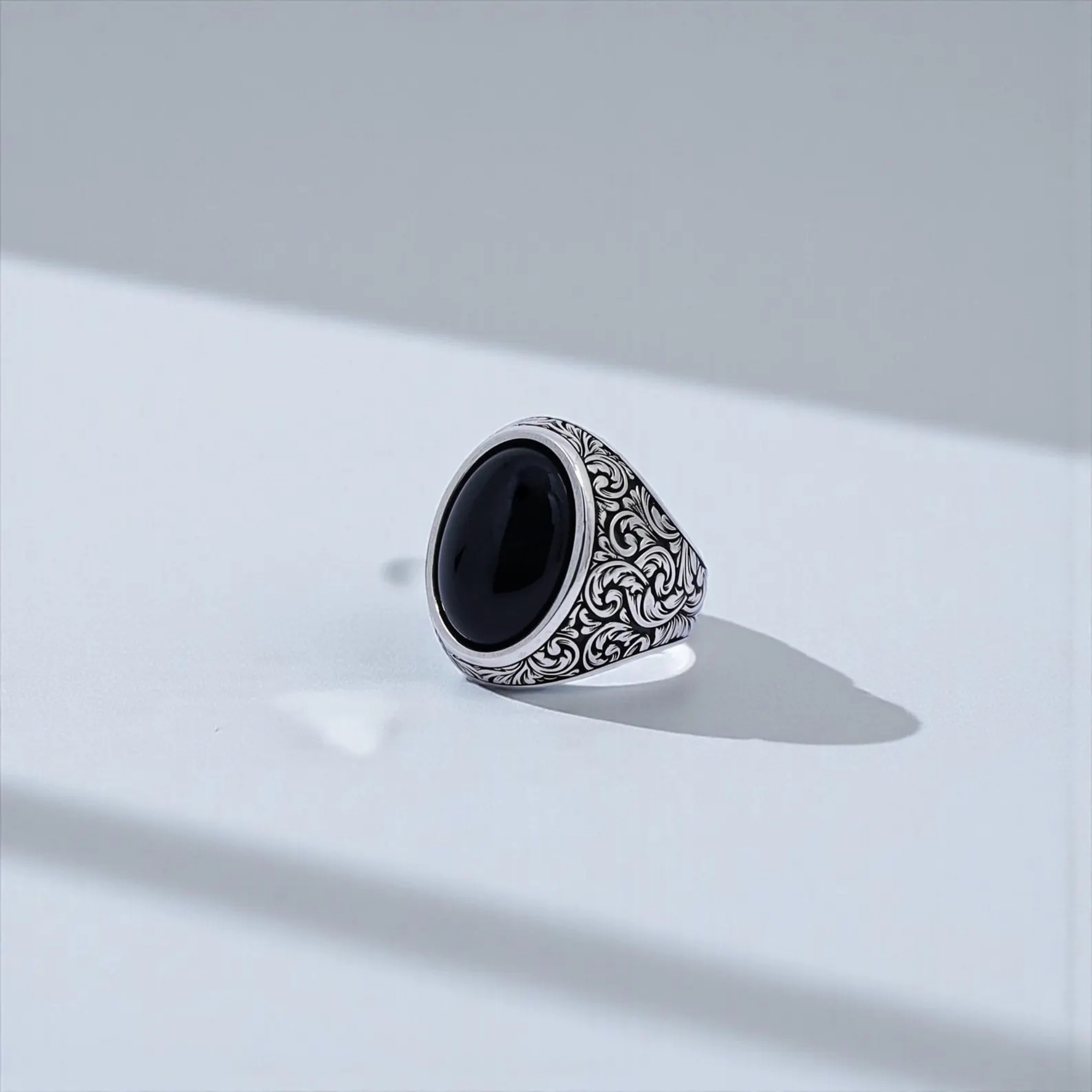 Vintage Baroque Black Onyx Ring