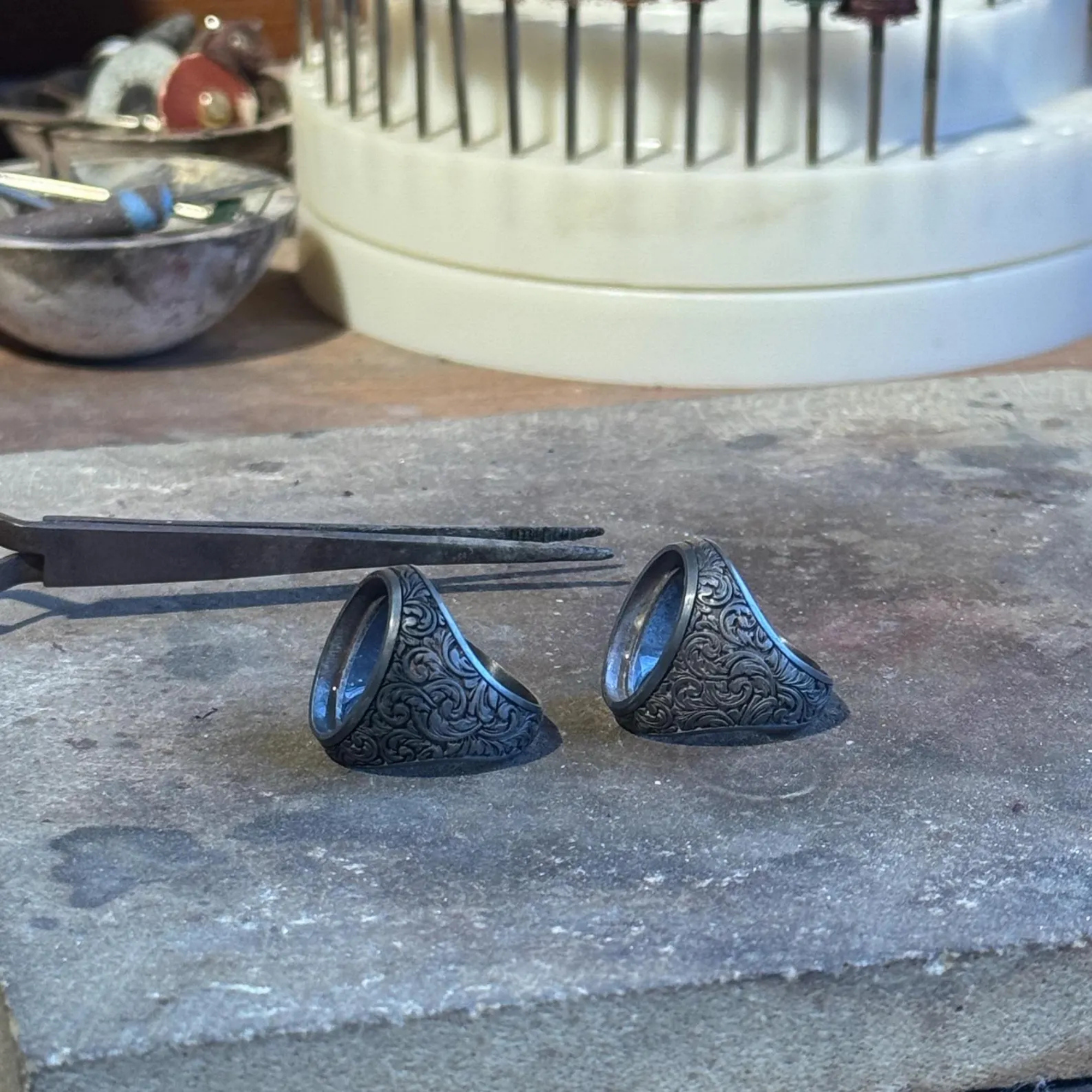 Vintage Baroque Black Onyx Ring