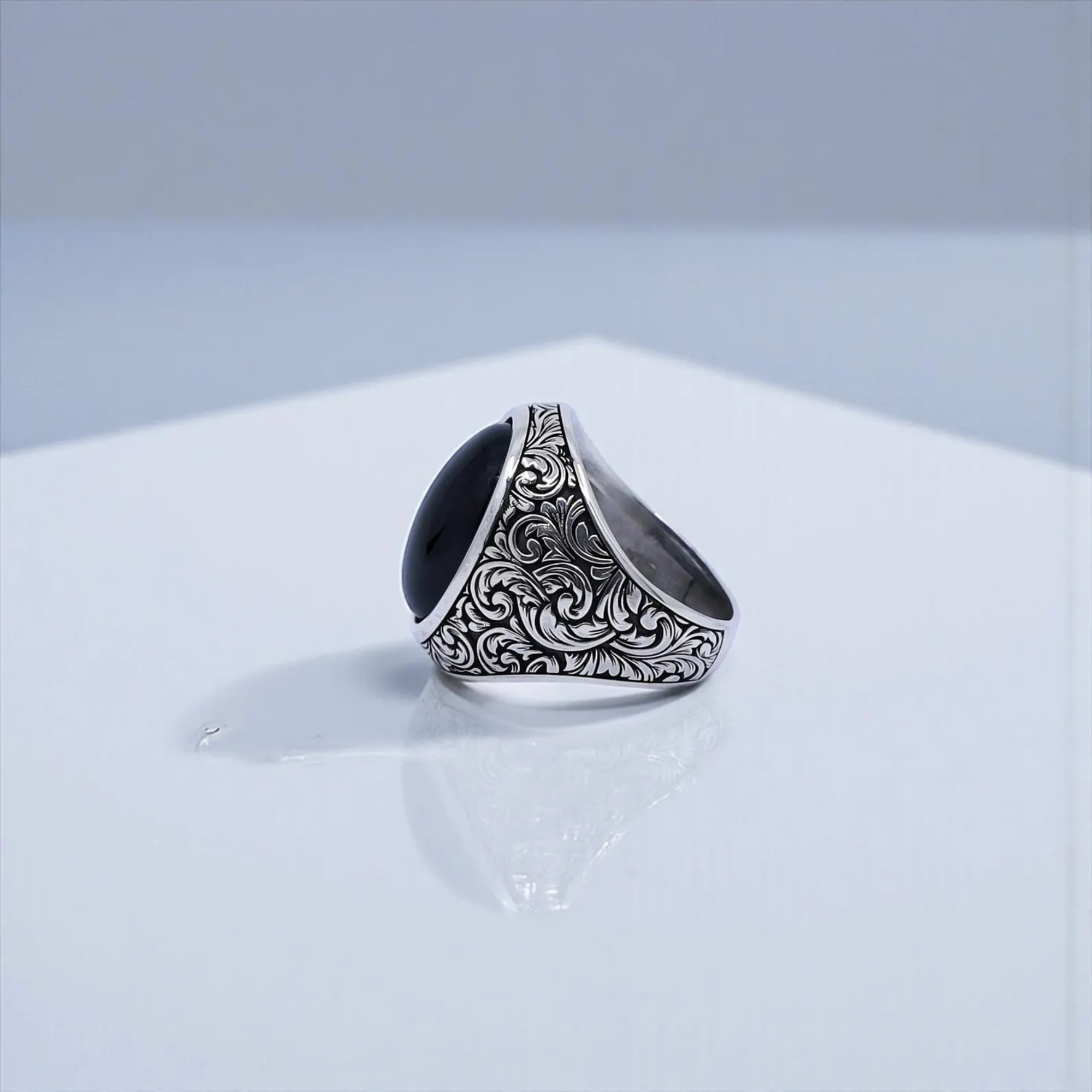 Vintage Baroque Black Onyx Ring