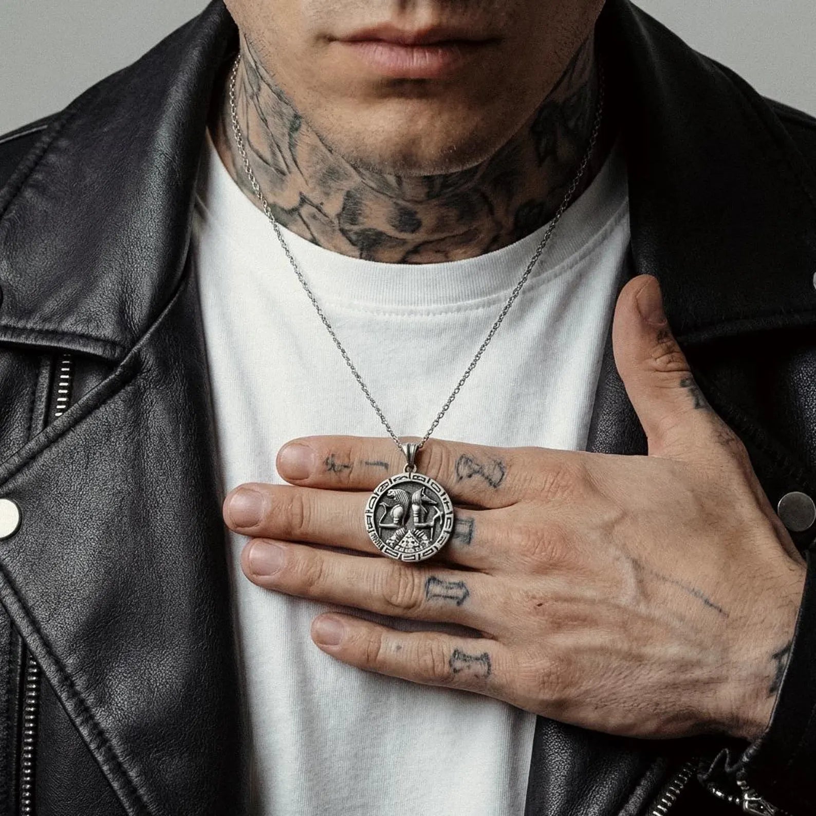 mythological egypt statement necklace unisex handcrafted sterling silver ancient gods jewelry piece