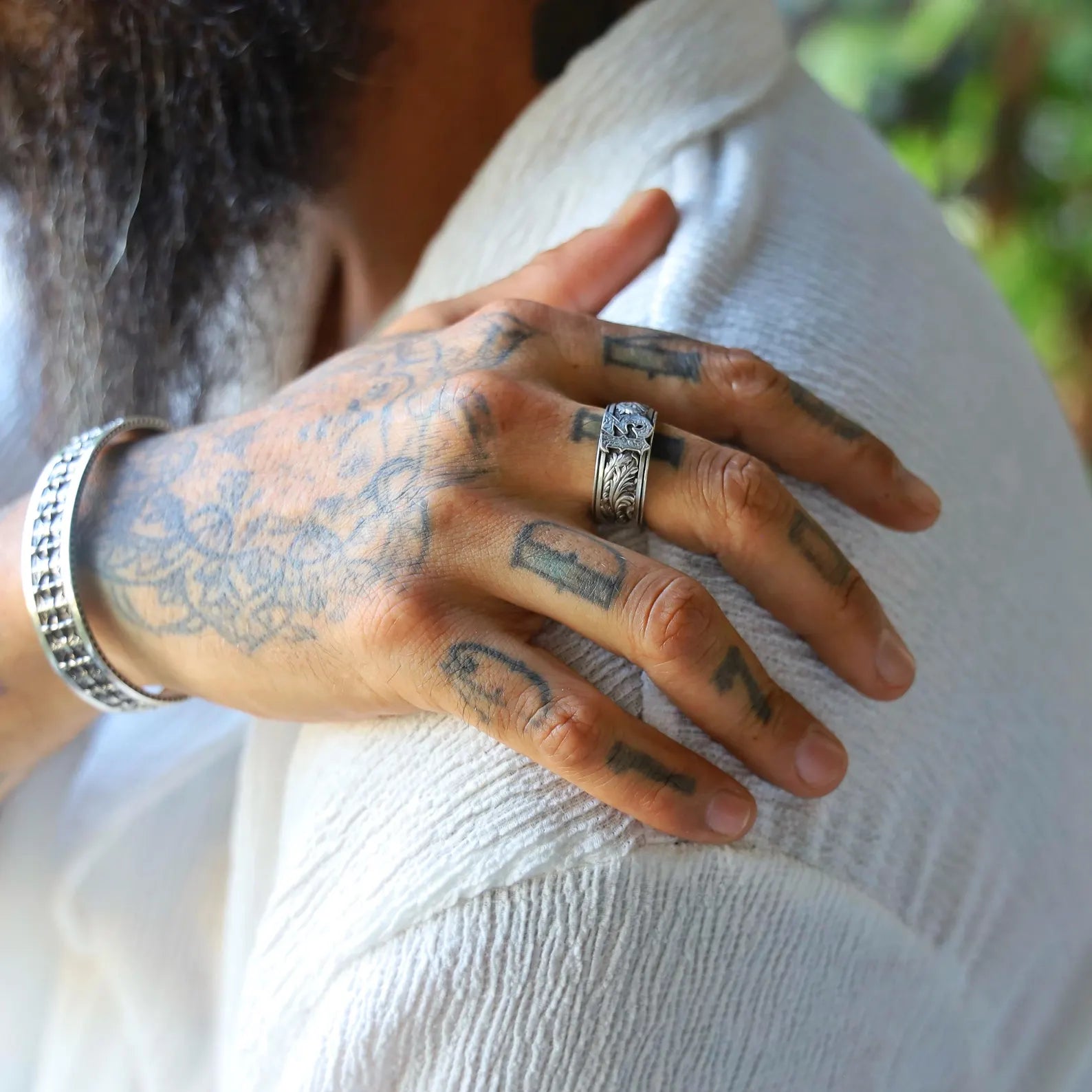 Handcrafted 925 silver Lucky 13 men’s ring with detailed gothic engravings and stylized font. Often associated with biker culture, outlaw symbolism, and rebellion, the number 13 is worn here as a badge of honor. A striking piece of handmade jewelry for men who reject the ordinary.