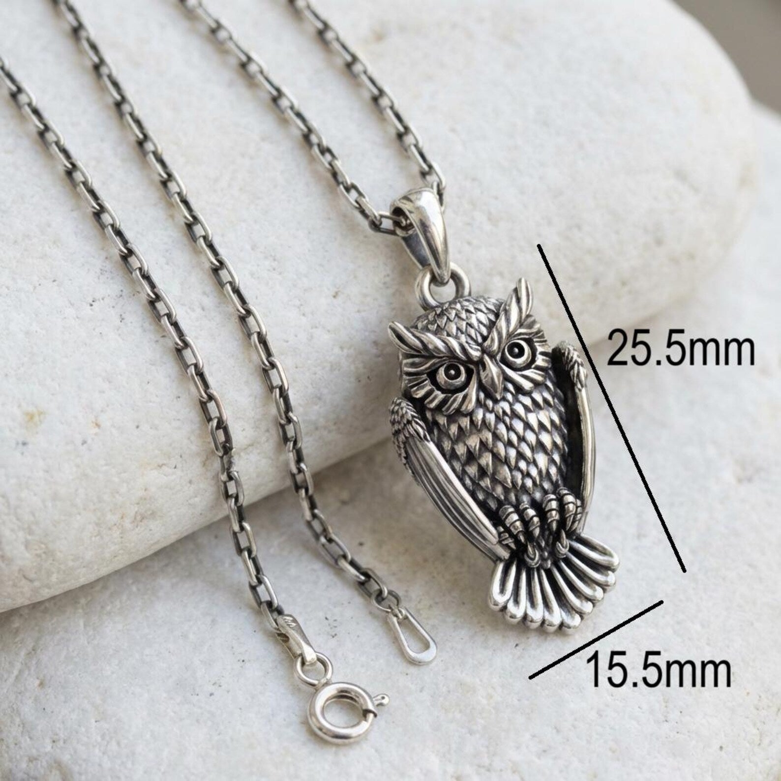 premium quality sterling silver owl pendant handcrafted nature jewelry collectible gift for animal lover