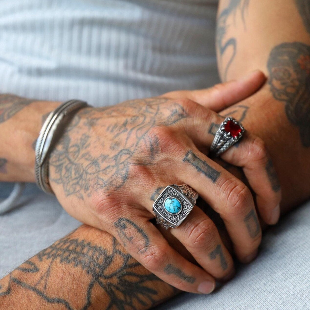 Western style turquoise signet ring crafted from solid 925K silver, designed for men who appreciate both heritage symbolism and modern elegance. A perfect bohemian gift that reflects strength, protection, and timeless masculine charm.