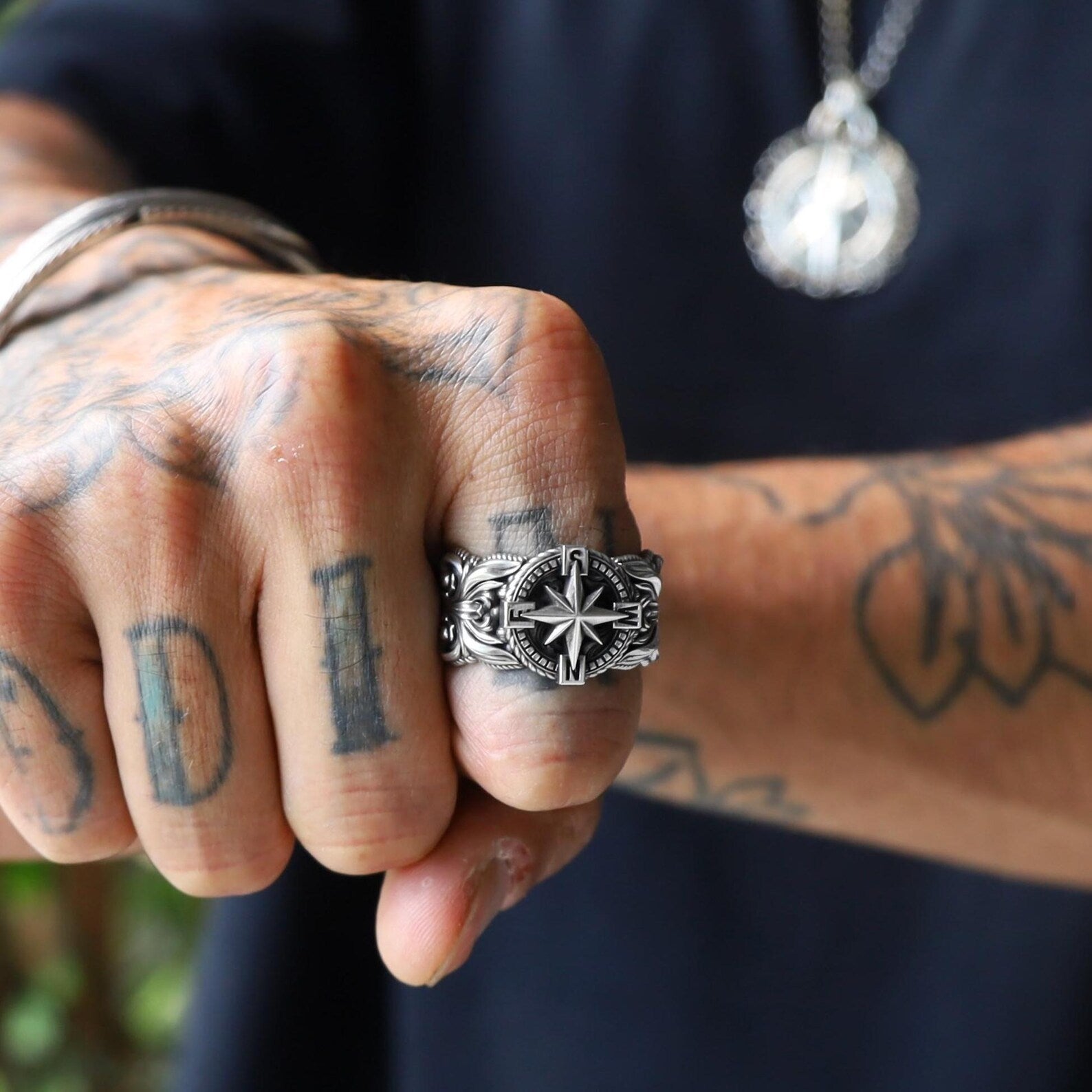 Handmade compass ring in solid sterling silver, designed for men who value exploration and bold style. The nautical motif and detailed craftsmanship make it a standout accessory for ocean lovers and adventurers. Perfect for Instagram reels and Pinterest pins themed around sea-inspired fashion.