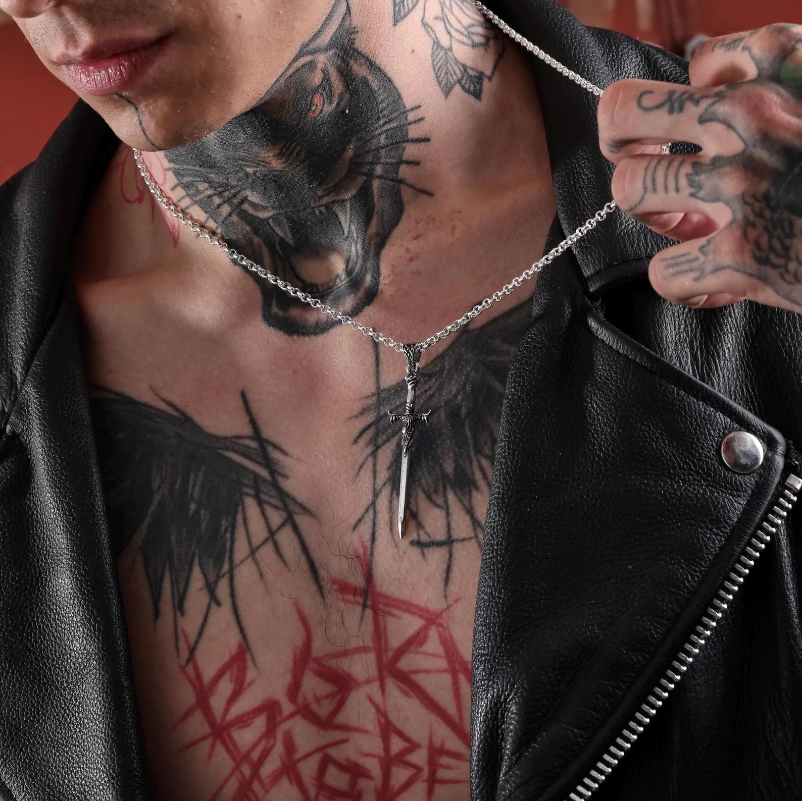 925K sterling silver sword necklace crafted with precision, featuring an elongated blade design that embodies strength, discipline, and inner courage. Ideal for men with a passion for fantasy themes, medieval symbolism, and unique statement pieces that express individuality and purpose through handcrafted jewelry.