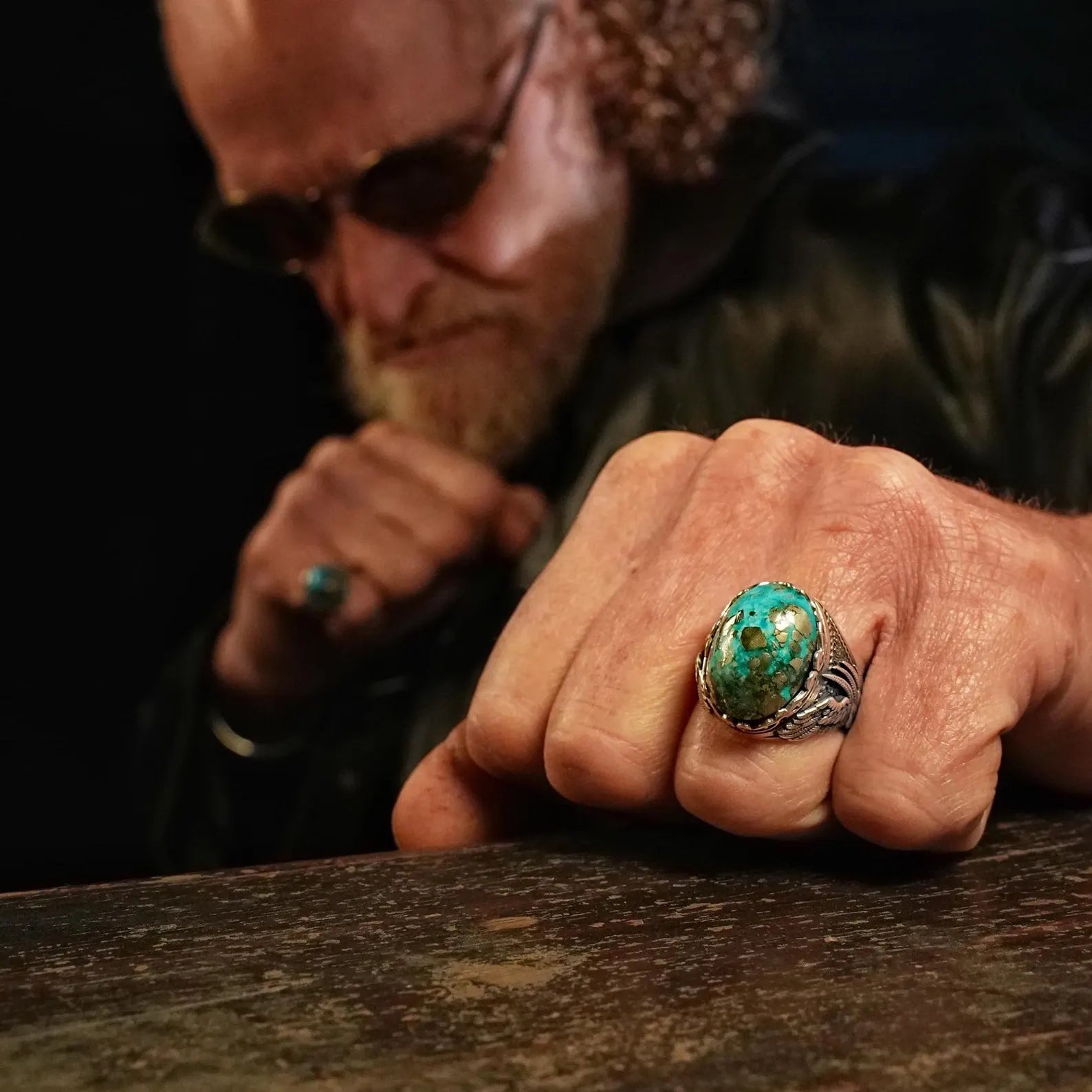 A striking turquoise and silver gothic ring, meticulously handcrafted to capture the essence of freedom and adventure. With wing details and Western-inspired design, this biker-style accessory is a powerful expression of individuality and rugged style for Harley Davidson enthusiasts.