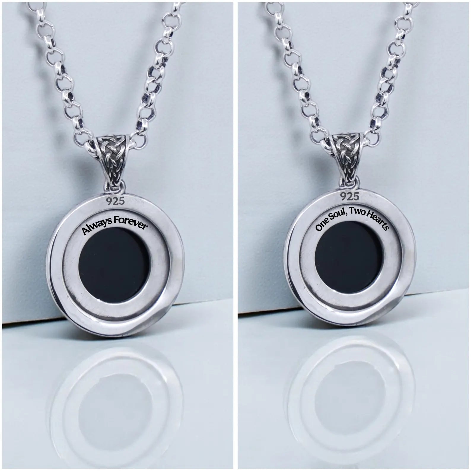 Detailed artisan silver rope pendant necklace with natural onyx stone for men, crafted to deliver a strong masculine energy, combining rugged boldness with elegant vintage charm for meaningful everyday wear.