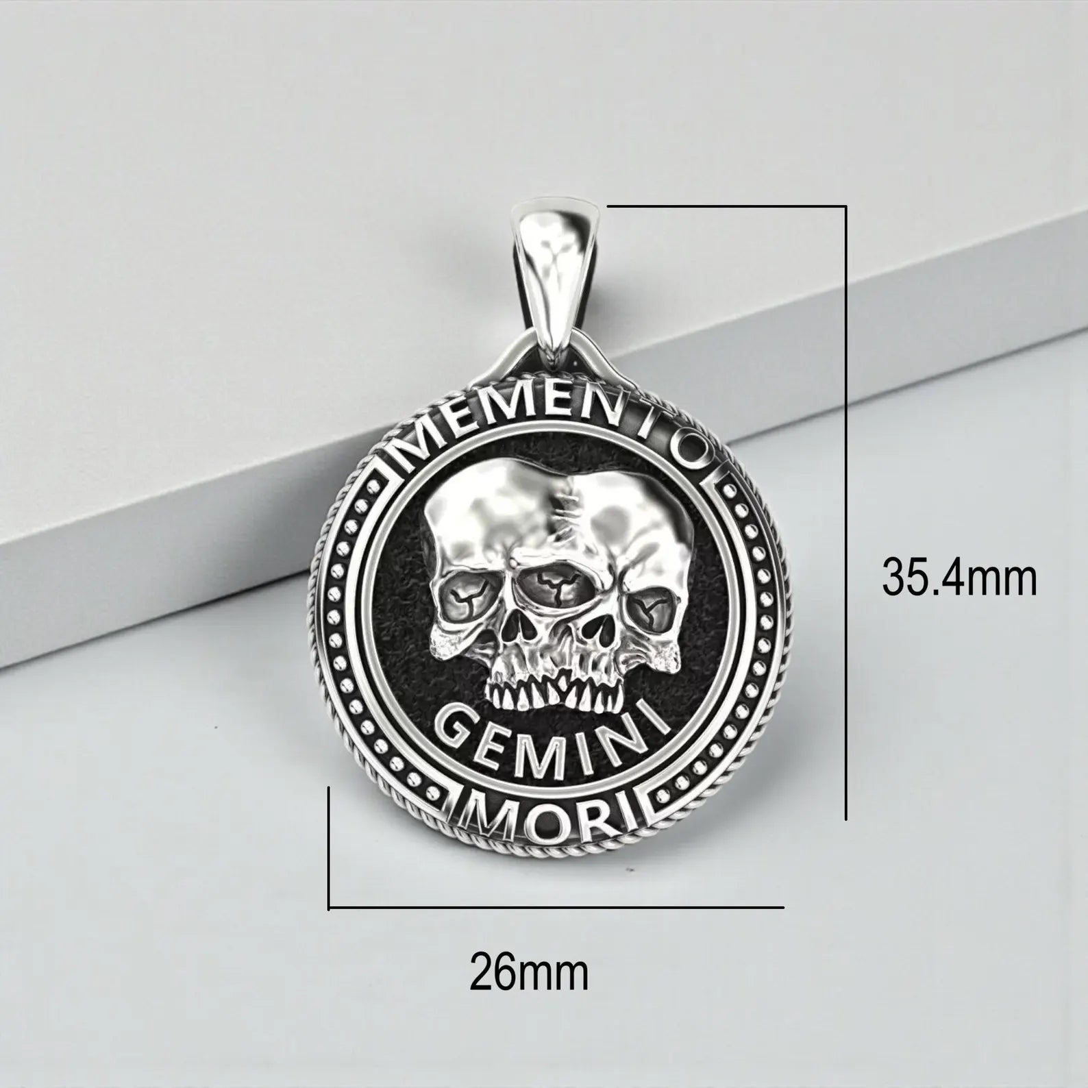 Astrology inspired Gemini twins pendant necklace crafted in sterling silver, bold gothic statement jewelry gift