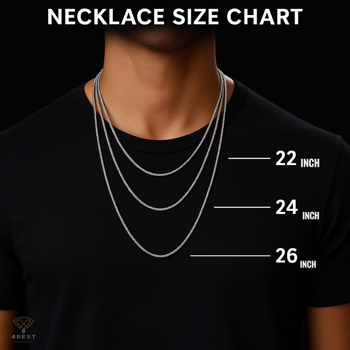 Whether you prefer a snug, mid-chest look or a longer, relaxed style, this size chart visualizes how each option falls when worn. Ideal for gift-giving or personal styling, the adjustable length options allow for comfort, layering, and versatility. Choose 22" for a classic upper chest fit, 24" for a balanced everyday length, or 26" for a bold, statement-making drape. Designed to suit all genders and styles—made to fit your journey.