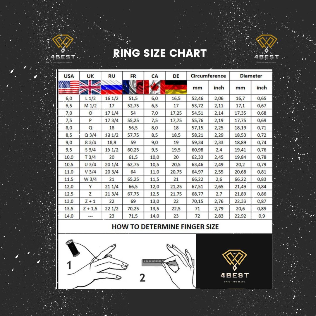 Check our size chart to ensure your ring fits perfectly. It helps you find the right size based on your finger circumference. If you are unsure about your size, contact us for assistance. We are happy to help you select the perfect fit.