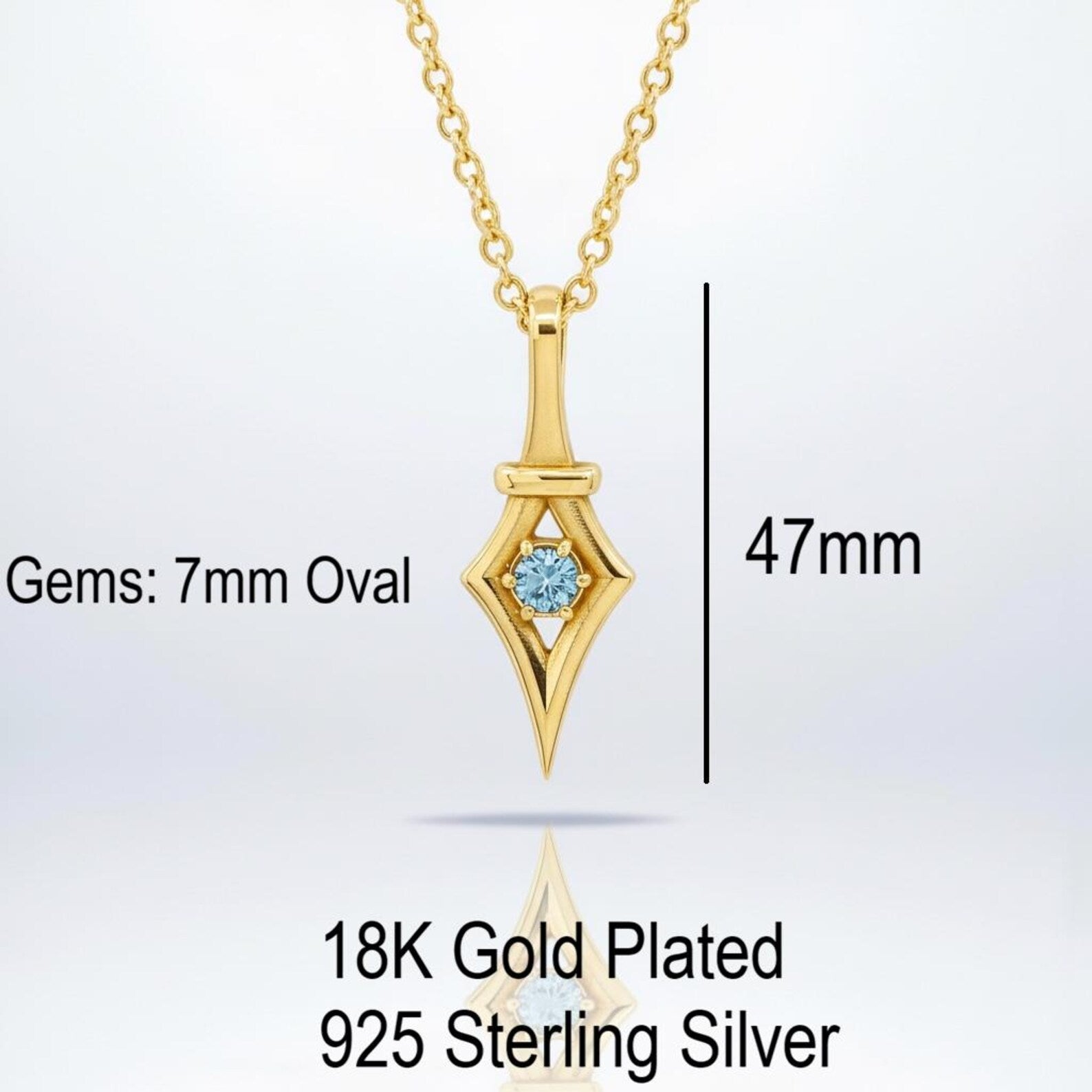 Luxury aquamarine birthstone necklace made of 18K gold plated sterling silver, minimalist pendant jewelry ideal for anniversaries, birthdays, and meaningful gifts