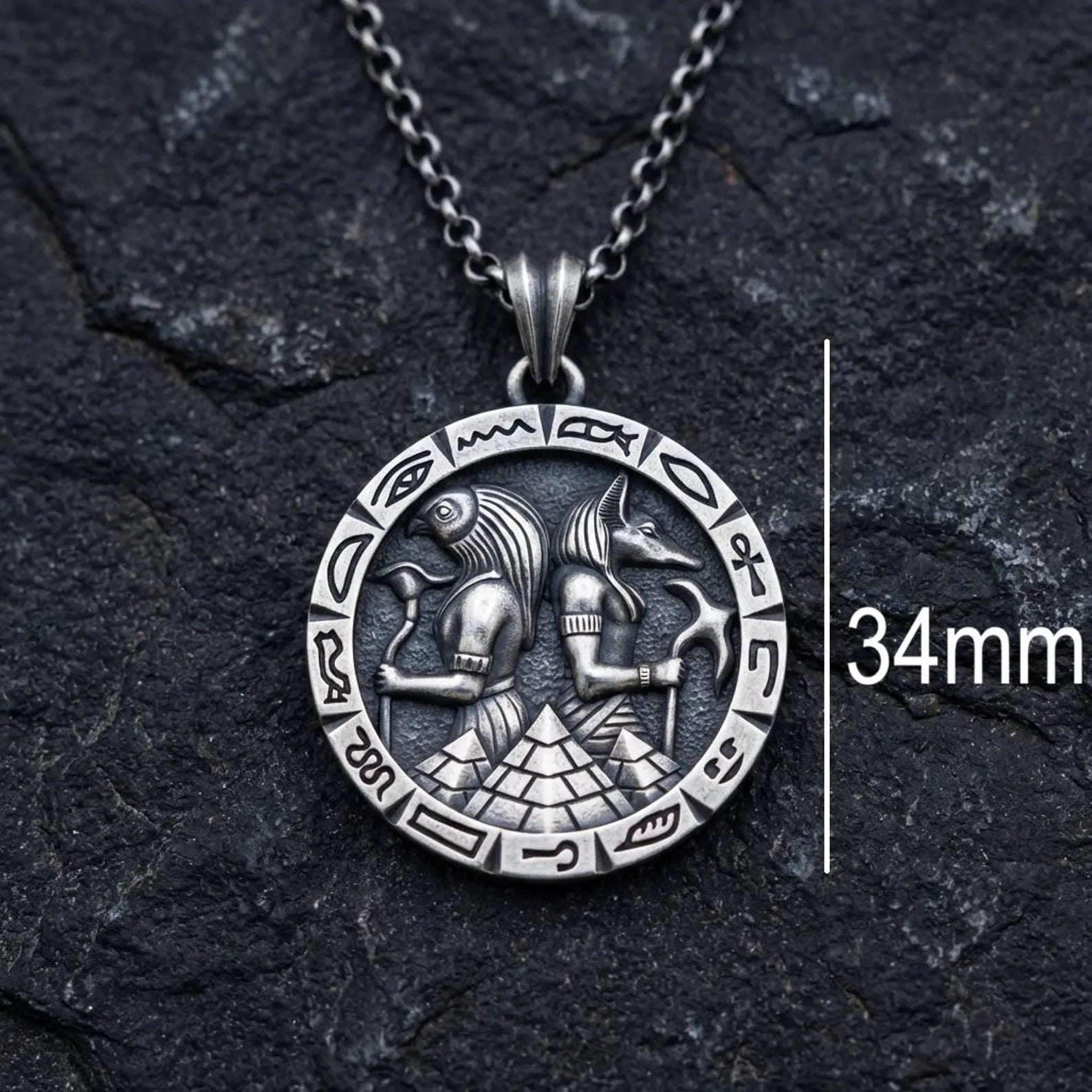 unique egyptian god jewelry for men handcrafted oxidized sterling silver anubis horus mythology necklace