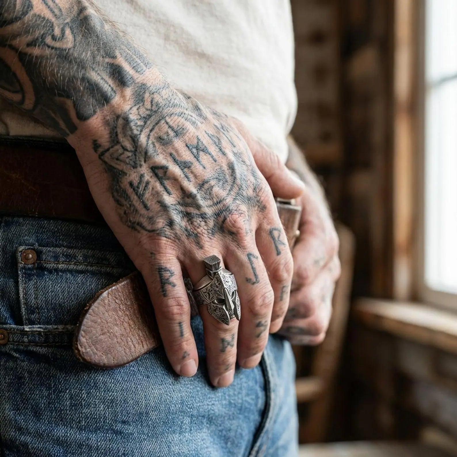 Greek mythology inspired Spartan helmet statement ring with detailed engraving symbolizing courage, discipline and strength