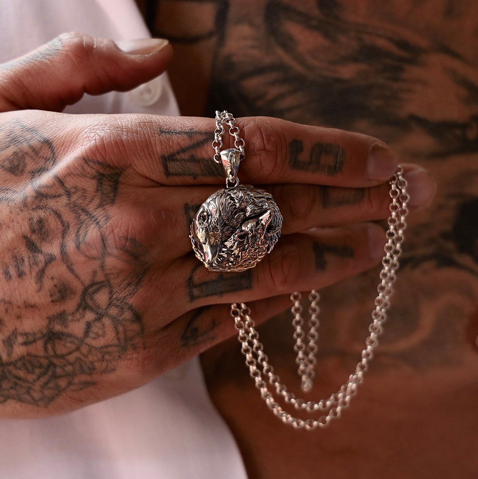 Unique silver wolf necklace makes a meaningful and symbolic gift for him or her. Featuring a striking Yin Yang design with silver and gold-plated wolves, this pendant embodies strength, balance, and personal transformation. A thoughtful birthday, anniversary, or spiritual gift for boyfriend, husband, son, or anyone who connects with animal totems.