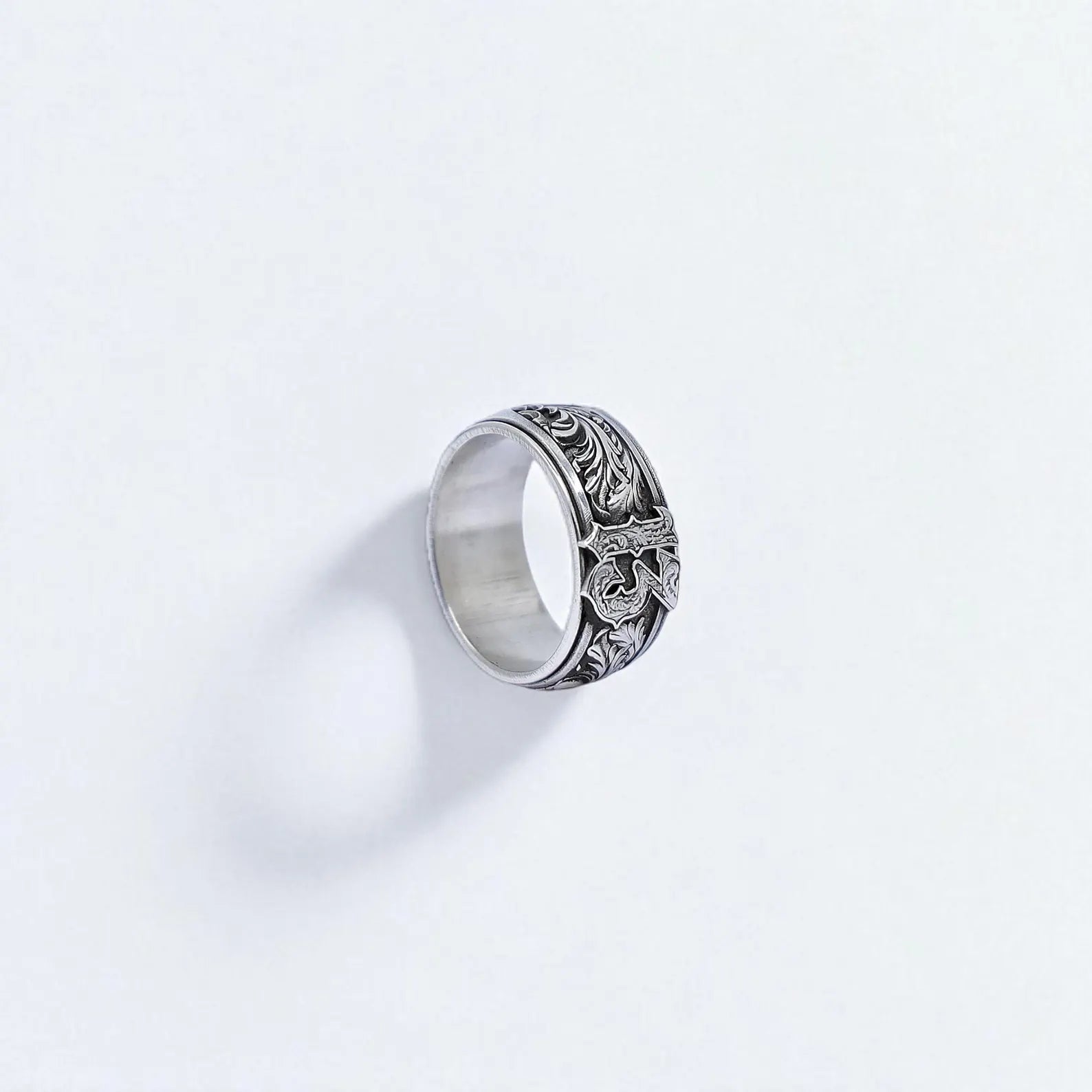 Masculine sterling silver ring with a gothic number 13 centerpiece and ornate detailing throughout the band. The oxidized finish enhances the antique look, making it ideal for men who embrace edgy fashion and symbolic jewelry. A bold and meaningful gift that carries vintage biker energy.