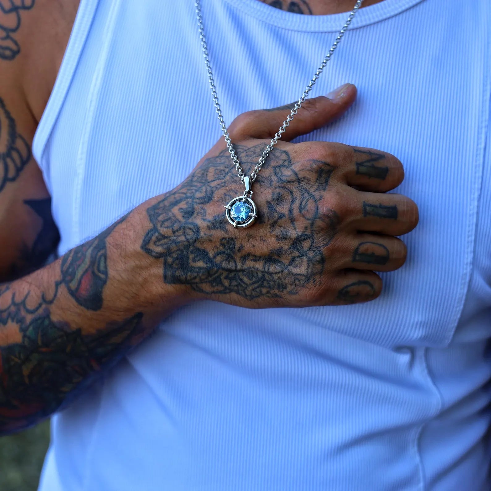 Handmade sterling silver aquamarine compass necklace symbolizing direction, clarity, and adventure. The sparkling March birthstone shines at the heart of a nautical-inspired pendant, making it the perfect gift for travelers, sailors, and free spirits. A meaningful jewelry piece for birthdays, anniversaries, or holidays, crafted with artisanal detail and timeless elegance.