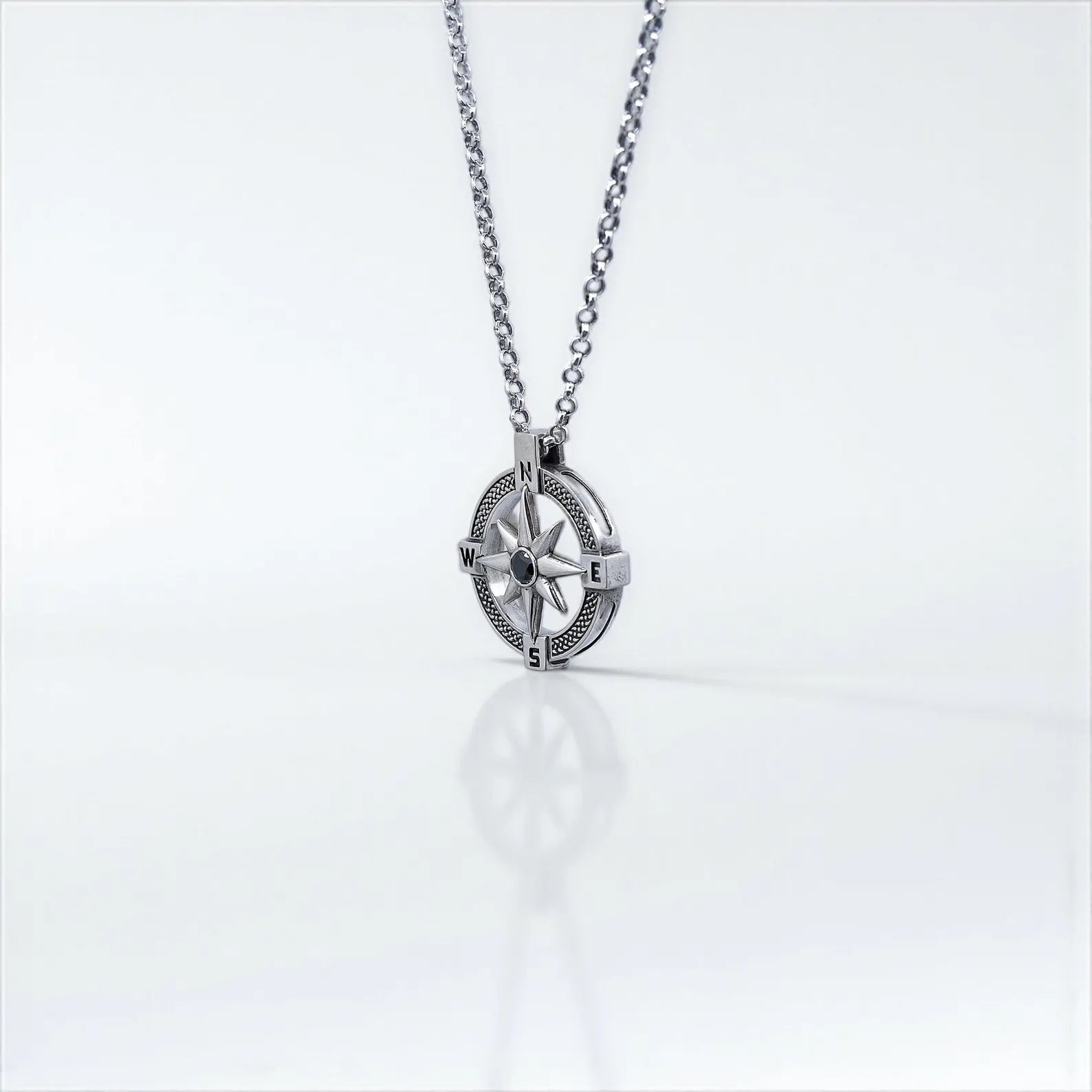 Nautical North Star compass necklace handcrafted in sterling silver for men and women. This symbolic silver pendant embodies direction, courage, and balance, making it a meaningful jewelry piece. Perfect as a unique sterling silver gift for him or her, ideal for birthdays, anniversaries, or everyday wear with timeless elegance.