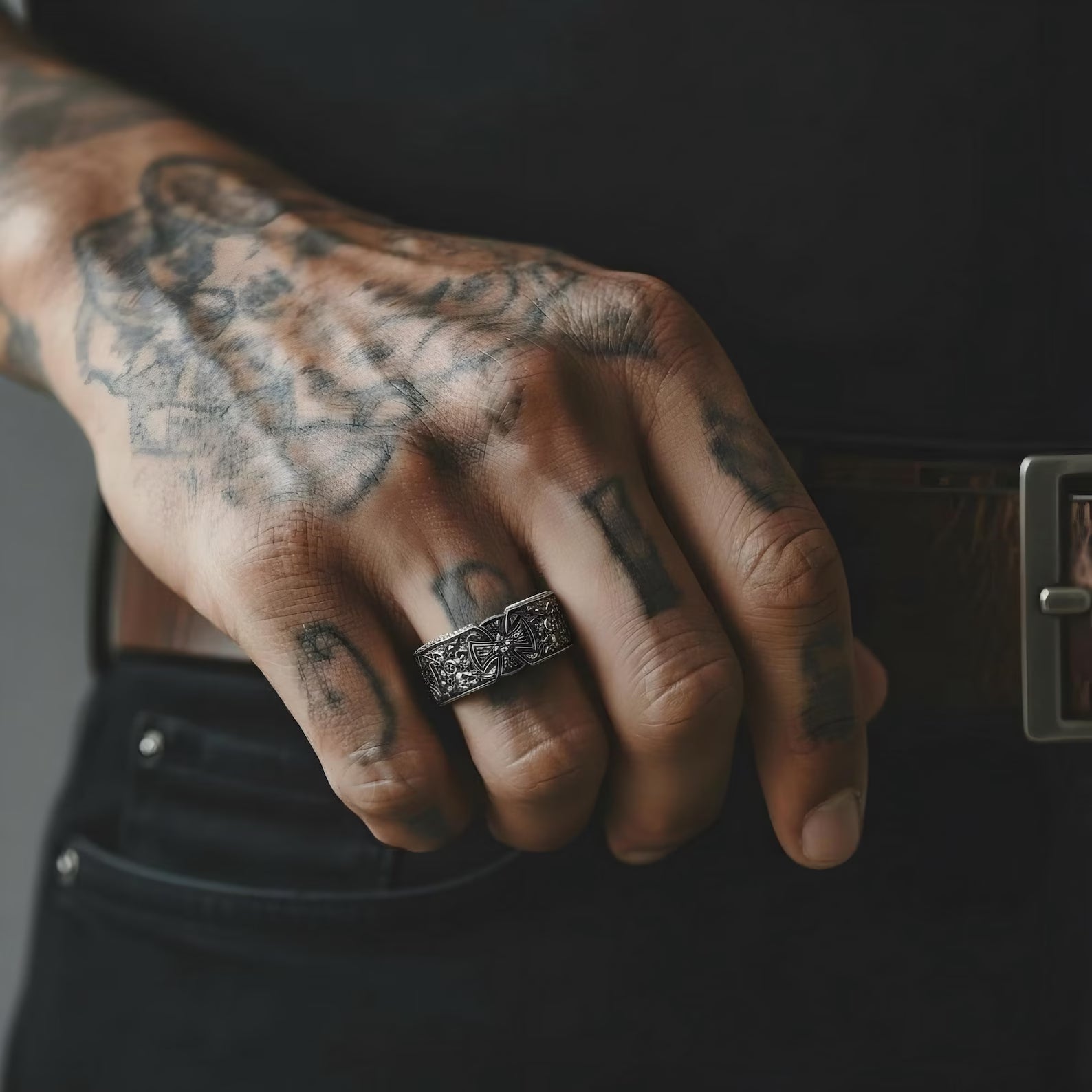 Sterling silver Maltese cross ring for men featuring detailed Templar design vintage religious band bold masculine Christian jewelry gift