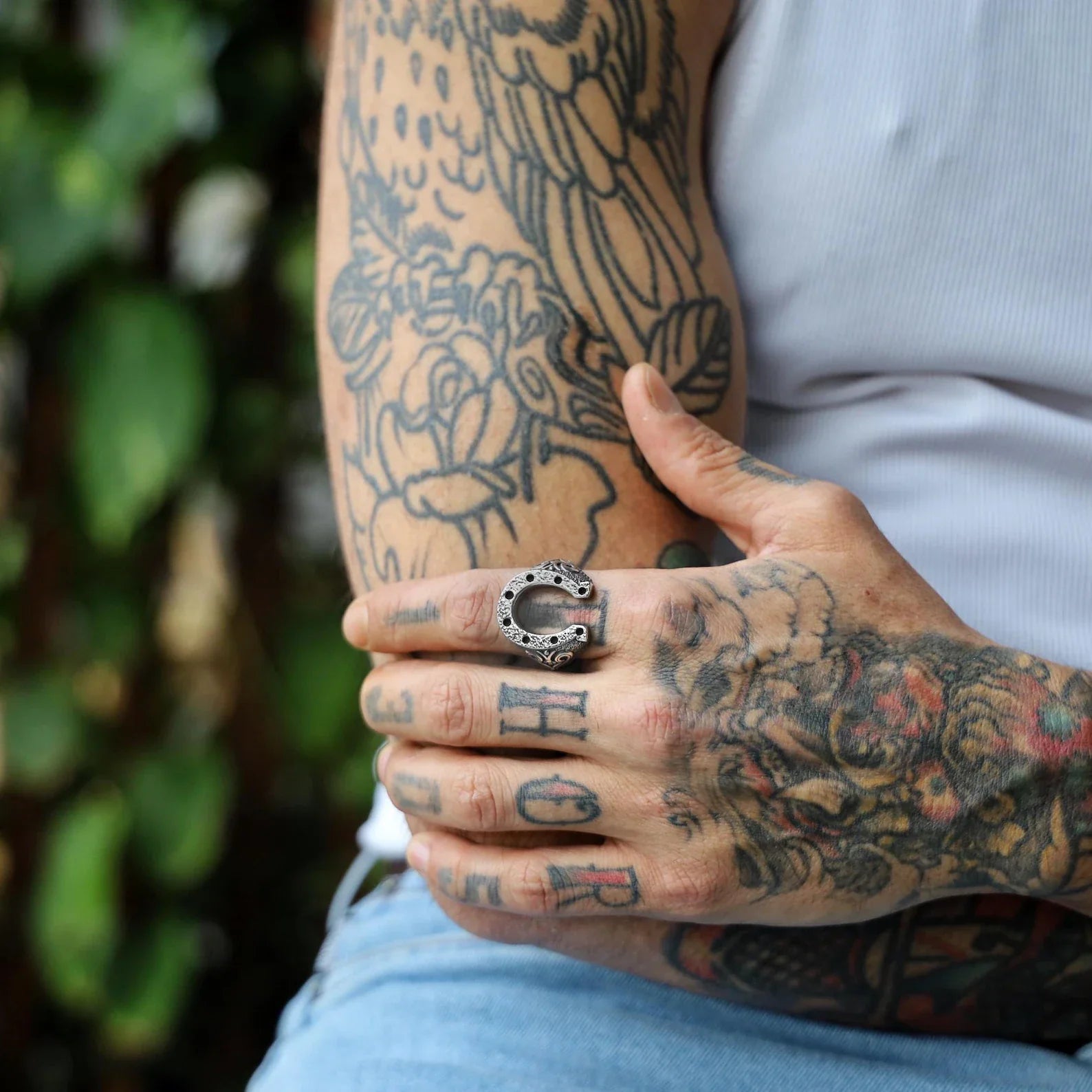 This sterling silver lucky horseshoe ring showcases expert craftsmanship and deep symbolism in one powerful accessory. Inspired by classic Western themes and handcrafted with care, the piece represents protection, good energy, and a fearless attitude toward life. Its thick band and strong visual design make it more than just a ring — it’s a statement of identity, worn by those who walk their own path and value both beauty and substance in what they wear.