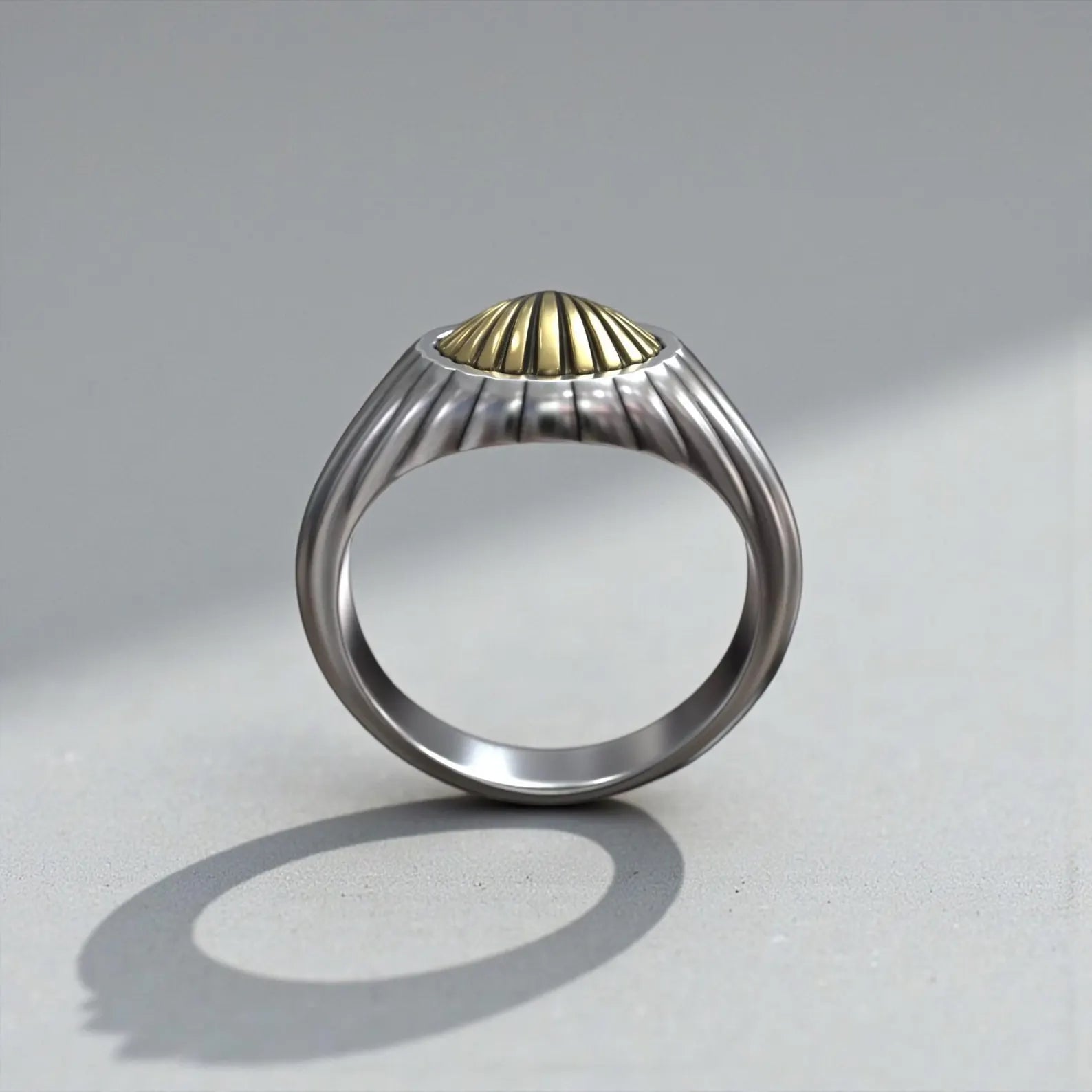Nautical scallop shell ring handcrafted in 925 sterling silver, unique ocean themed signet ring for everyday wear