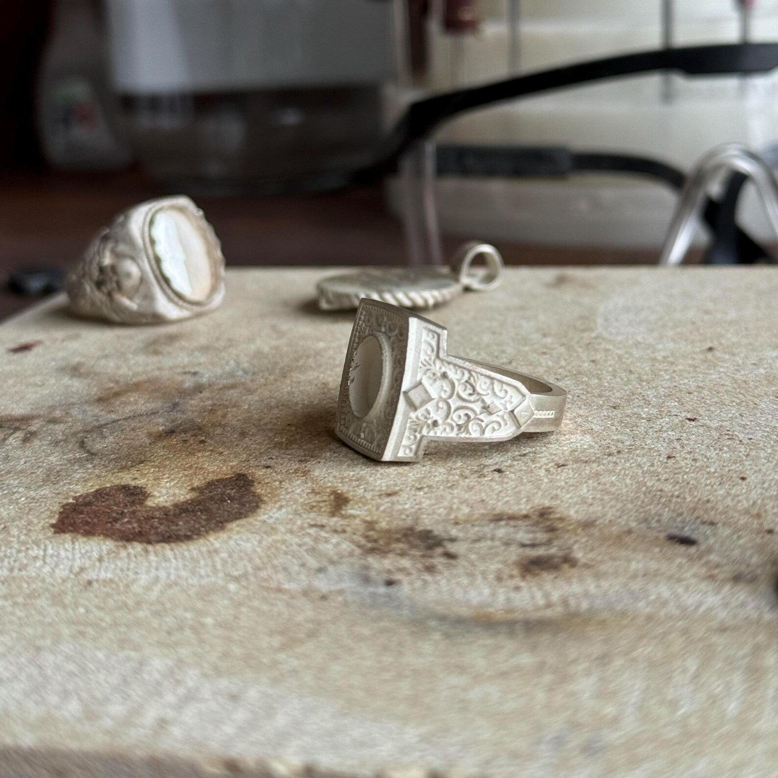 925 sterling silver turquoise ring with bohemian flair and biker attitude. Its strong lines and detailed textures speak of skilled craftsmanship and personal expression, making it a wearable symbol of individuality.