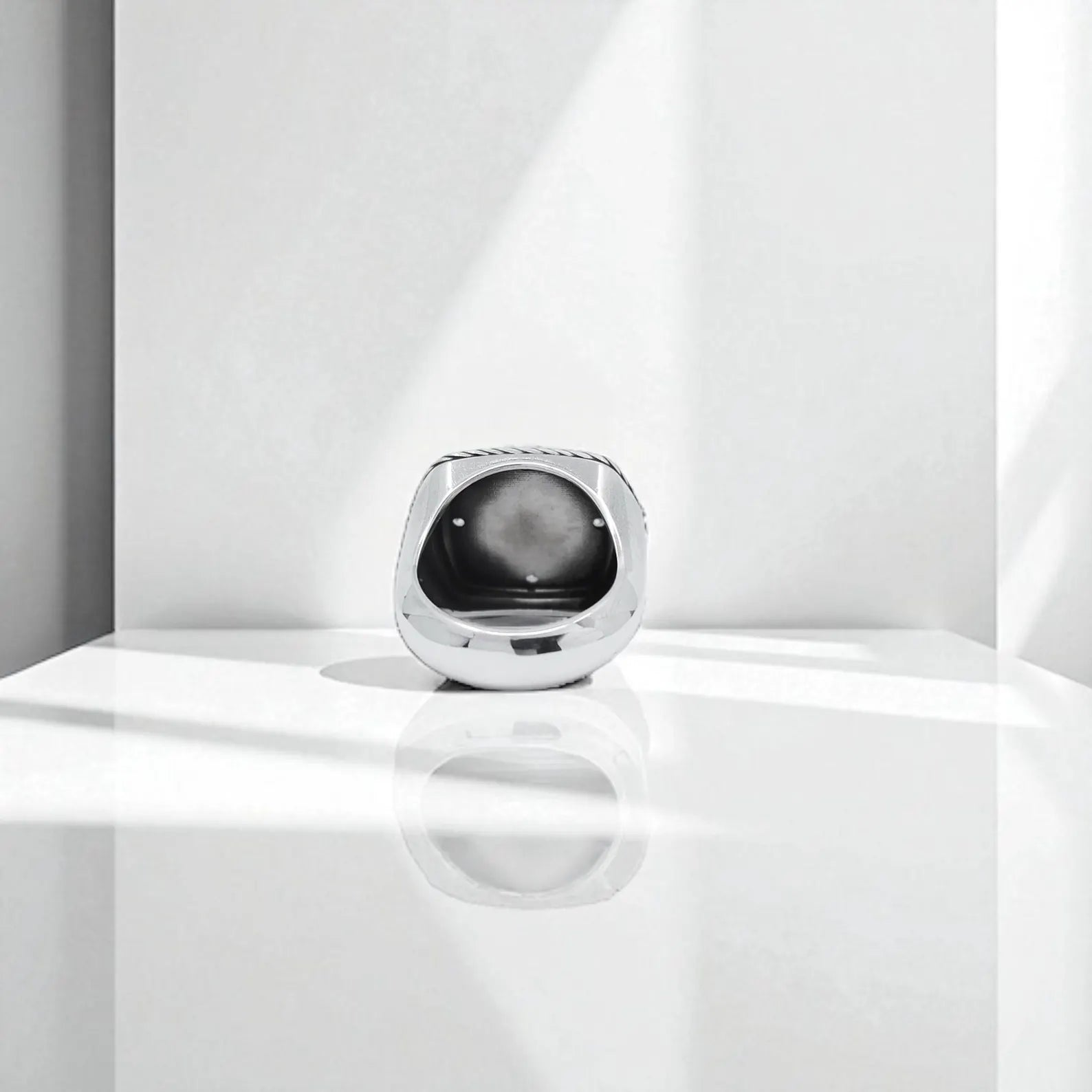 Oxidized sterling silver pinky ring with intricate hand-engraved cross design, a meaningful and elegant gift idea for anniversaries, birthdays, or special milestones.