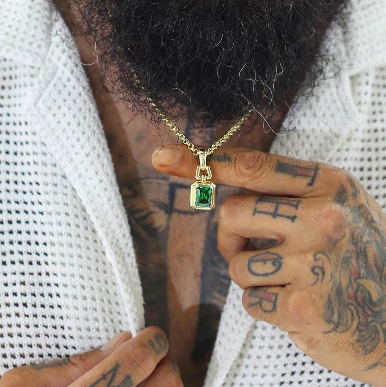 Elegant gold plated emerald pendant necklace, ideal as a personalized gift for him or her. Celebrate milestones like graduation, Father’s Day, or birthdays with this sophisticated lab emerald necklace. With optional engraving, it becomes a heartfelt keepsake that tells a story of love, direction, and memorable moments. A trending gift idea for stylish men and women.