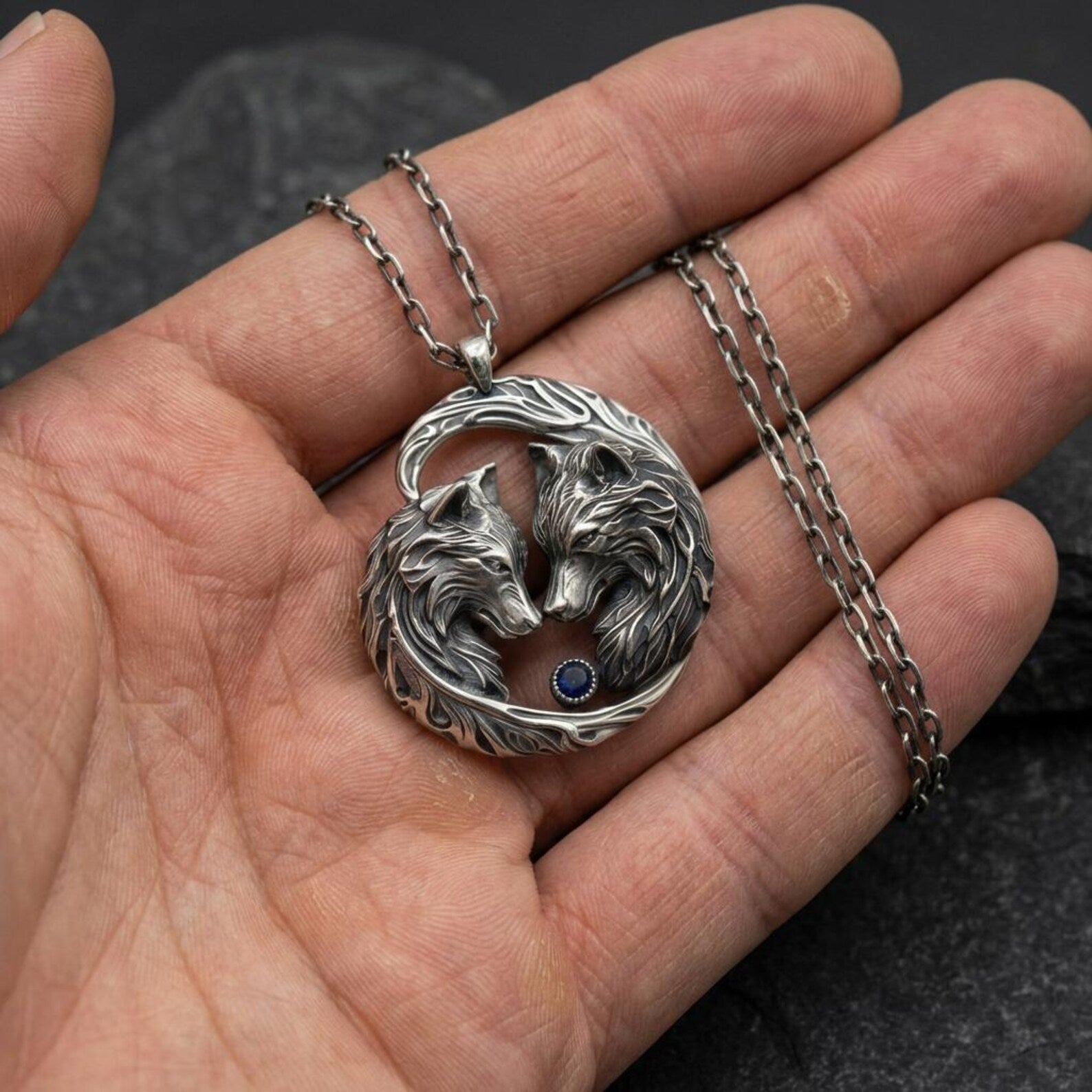 bold warrior wolf pendant necklace sterling silver mystical animal lover gift for him