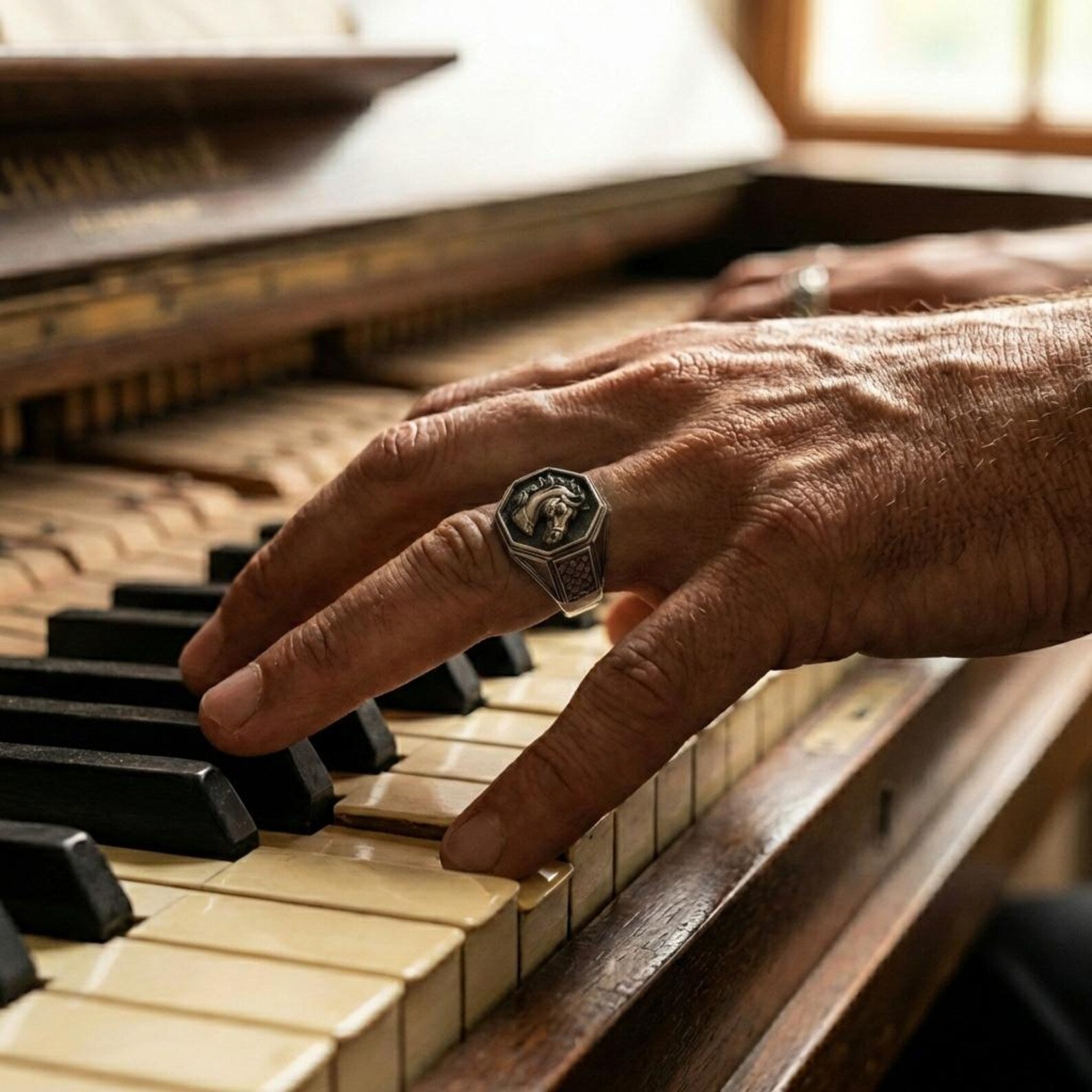 bold western heritage horse signet ring handcrafted sterling silver rugged cowboy gift for husband boyfriend or father