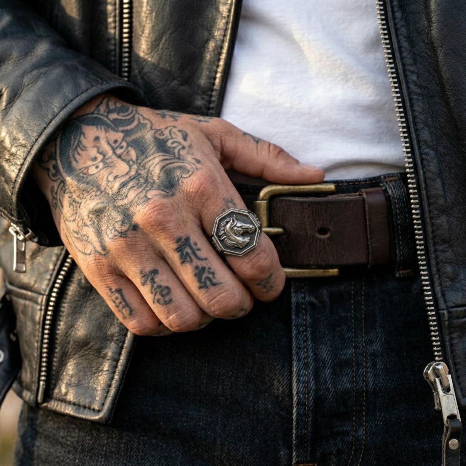 vintage inspired western cowboy horse ring solid 925 sterling silver southwestern style bold statement ring for men