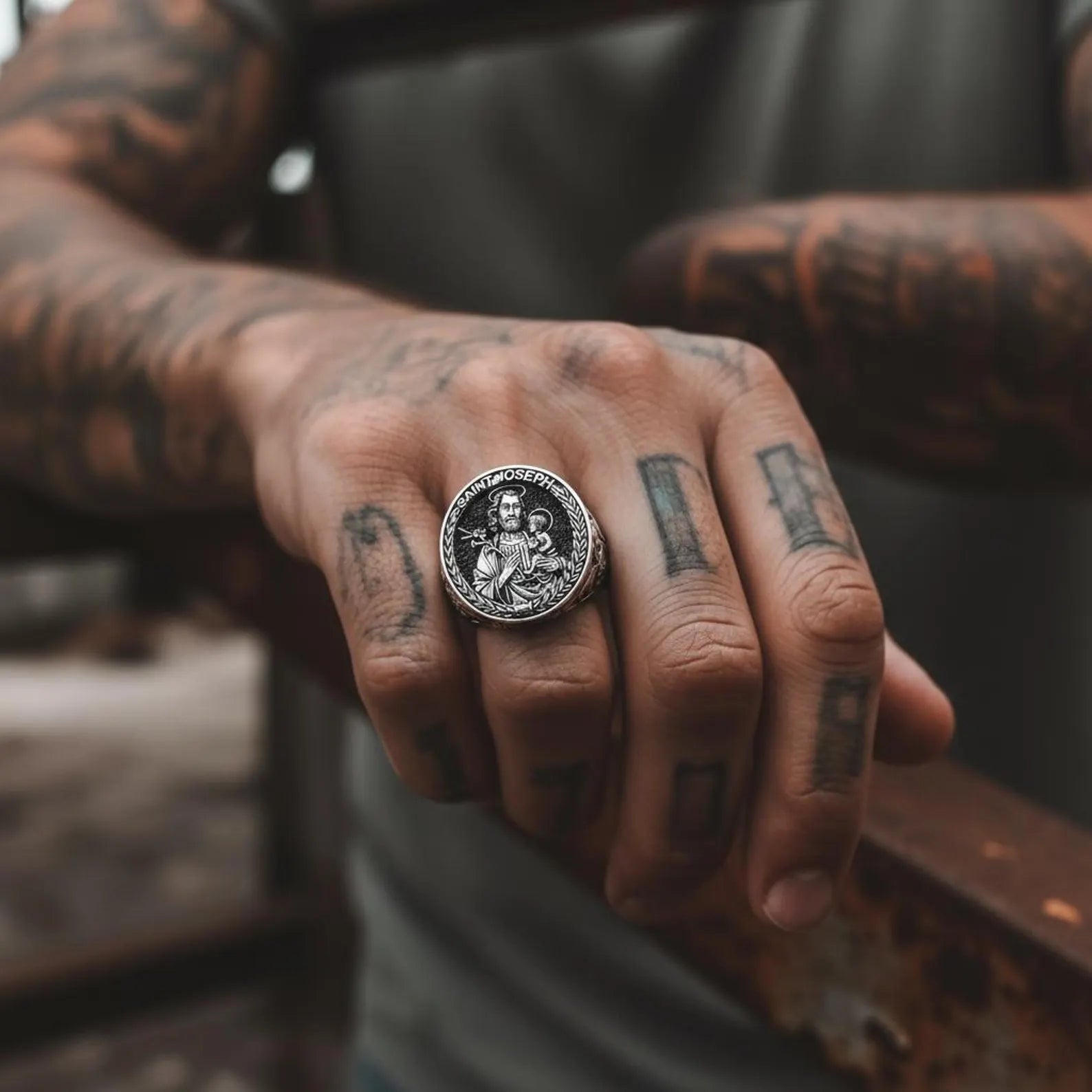 High-quality sterling silver Saint Joseph Cross Ring with a 23mm bold design, making it a standout statement piece. Perfect for Christmas gifts, anniversaries, or religious celebrations.