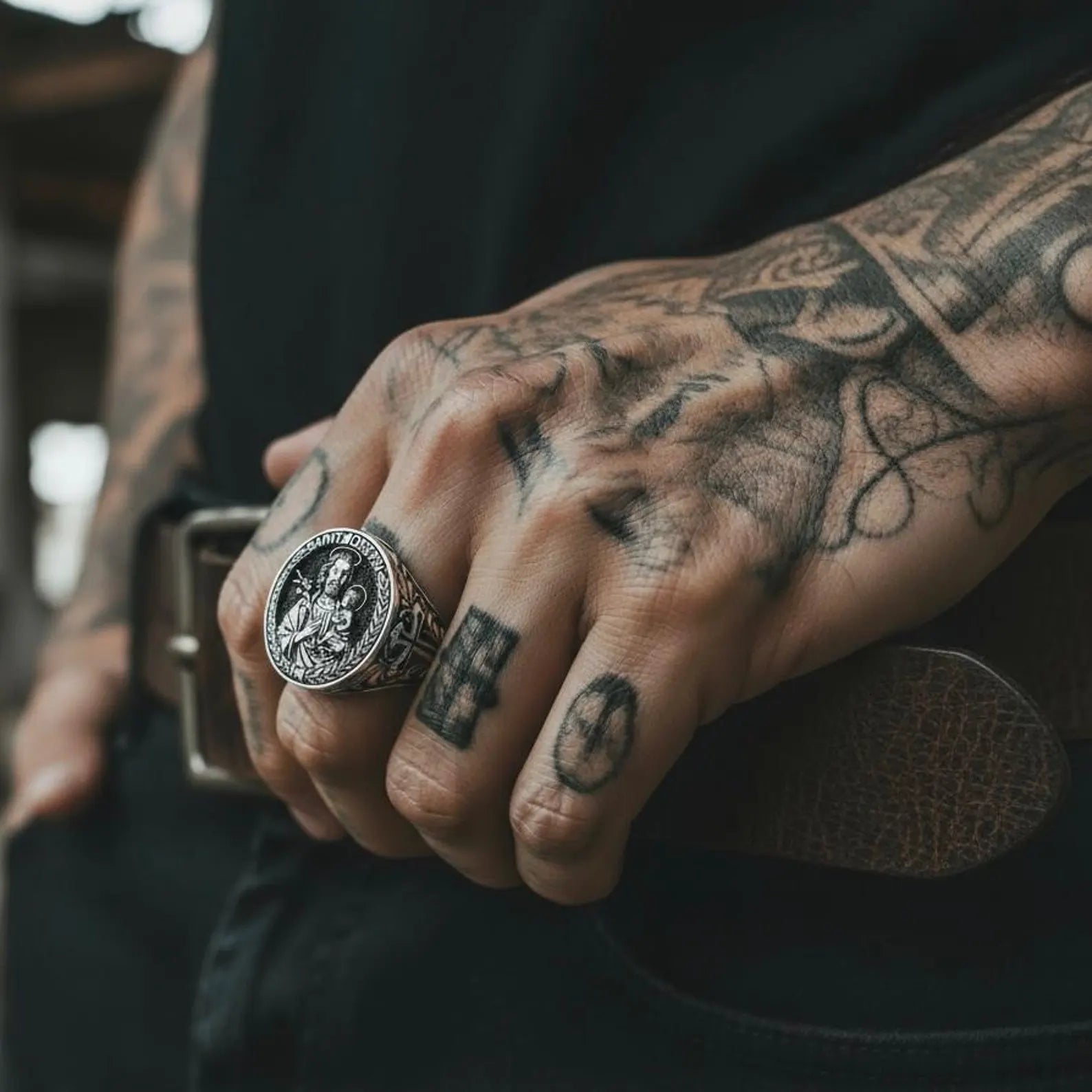 Faith-inspired sterling silver ring for men showcasing Saint Joseph’s cross design, handcrafted with precision and spiritual symbolism. Excellent for those who want to wear their devotion in style.