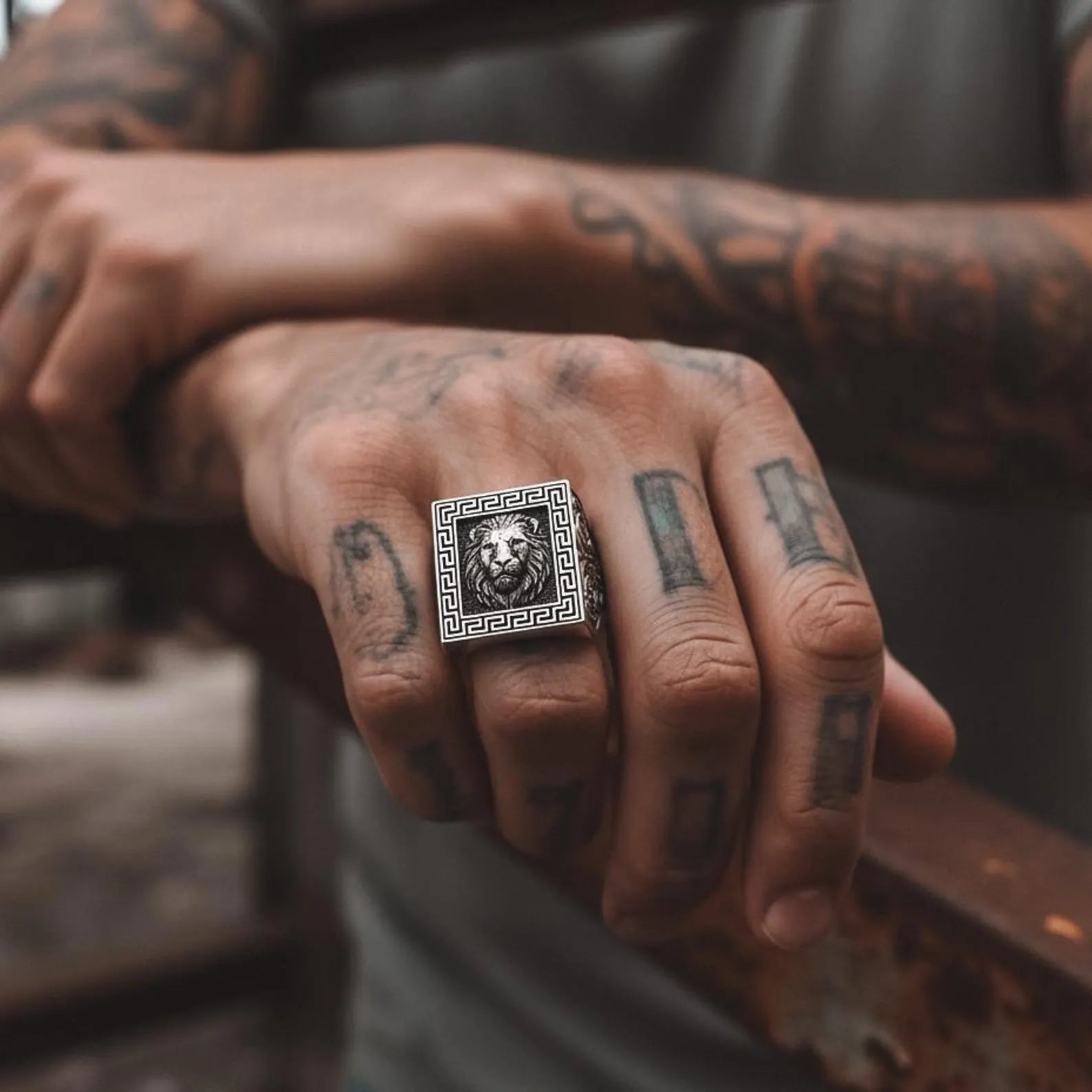 Men’s sterling silver lion ring with royal medieval detailing, powerful animal totem jewelry, perfect holiday Christmas gift for dad