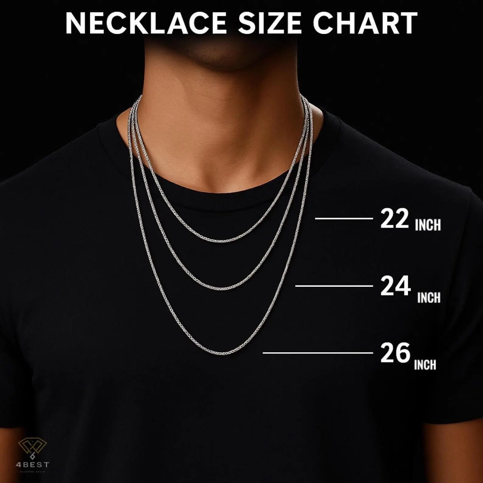 Whether you prefer a snug, mid-chest look or a longer, relaxed style, this size chart visualizes how each option falls when worn. Ideal for gift-giving or personal styling, the adjustable length options allow for comfort, layering, and versatility. Choose 22" for a classic upper chest fit, 24" for a balanced everyday length, or 26" for a bold, statement-making drape. Designed to suit all genders and styles—made to fit your journey.