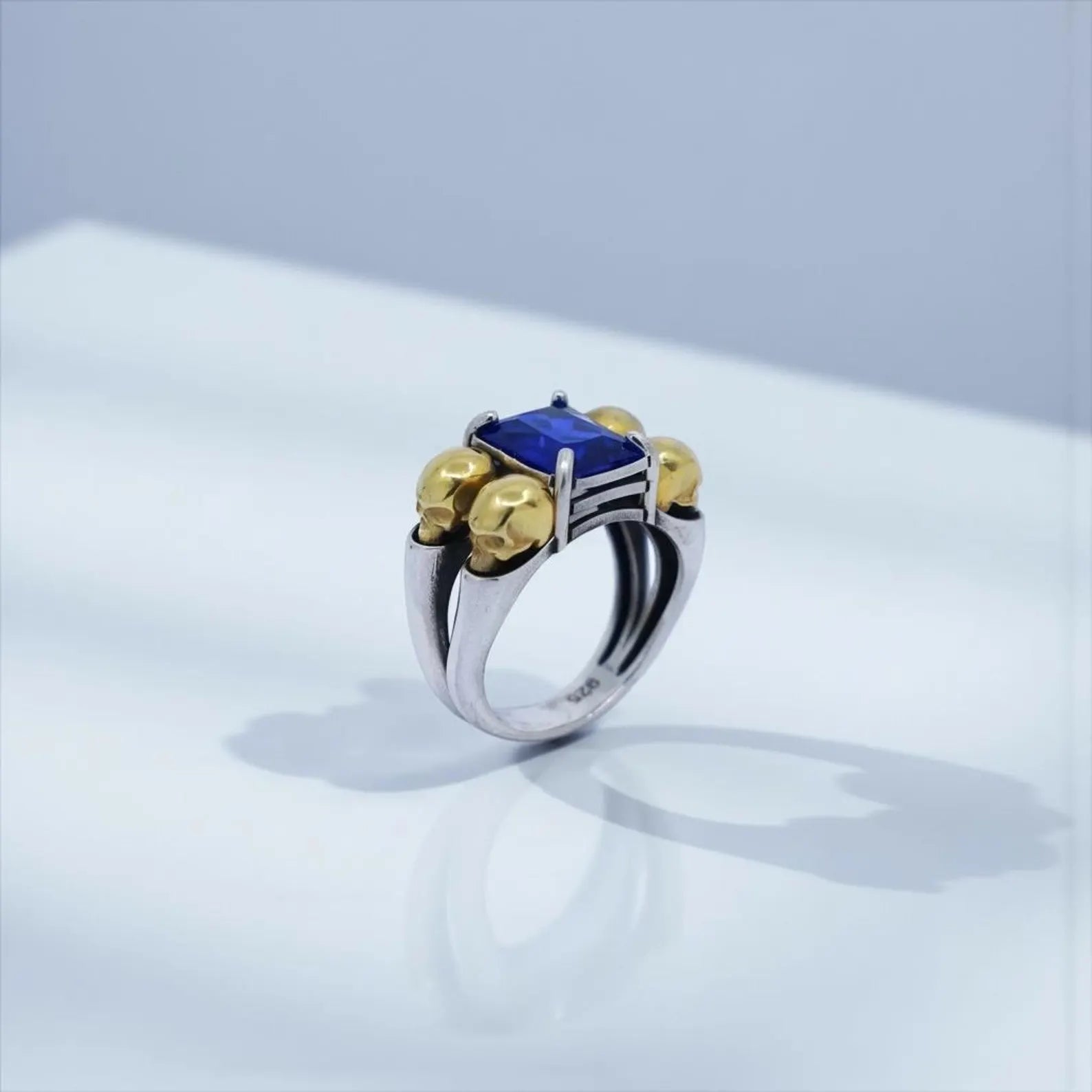 Close-up showing the ring’s engraving personalization area, ideal for custom names, dates, or symbols—optimized for personalizable ring, engraved mens ring, and custom Gothic gift.