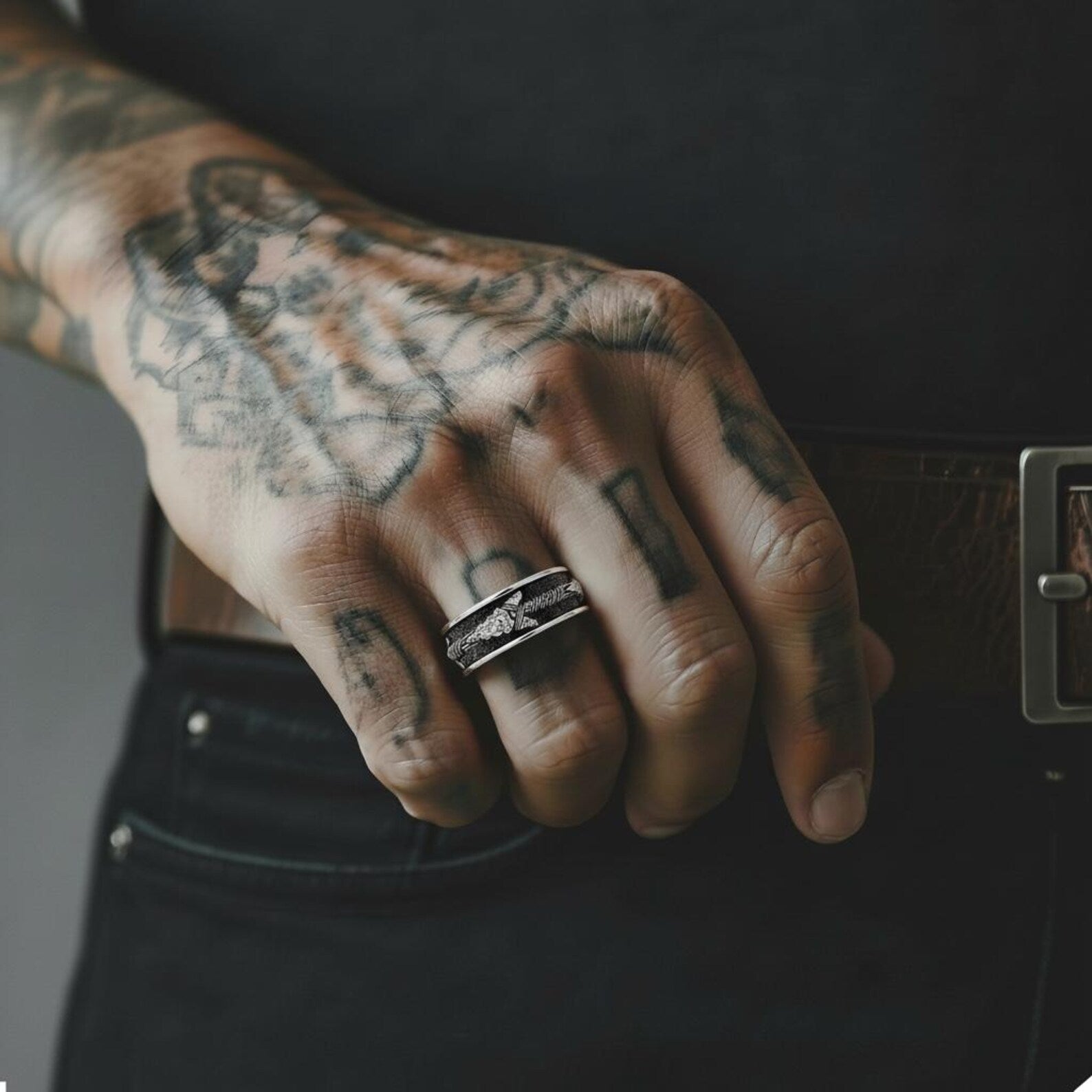 Viking inspired arrow ring for men made from high quality sterling silver, minimalist statement jewelry symbolizing direction, courage and the unbreakable spirit of the Viking warrior