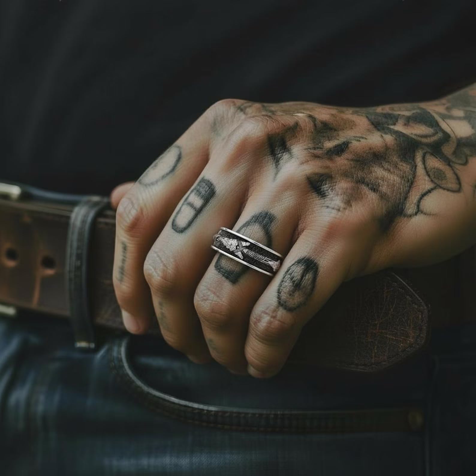 Sterling silver Viking arrow ring for men with a clean minimalist band design, handcrafted for modern warriors who appreciate Nordic symbolism and rugged masculine style