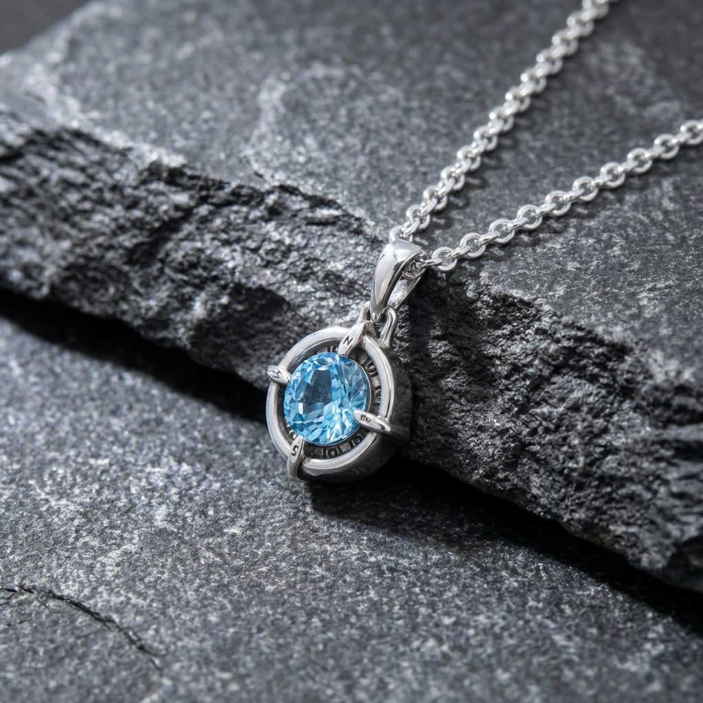 Aquamarine Compass Pendant