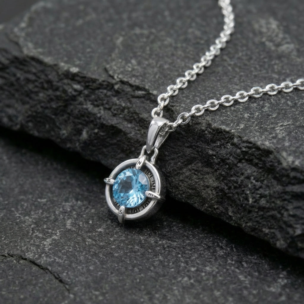 Aquamarine Compass Pendant